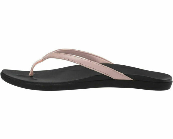 Olukai Women's Ho'Opio Sandal - Petal Pink Metallic/Black 20294-NK40