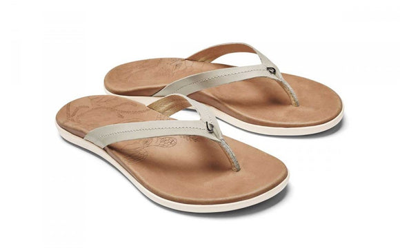 Olukai Women's Honu Leather Sandal  - Tapa/Golden Sand 20436-20GS