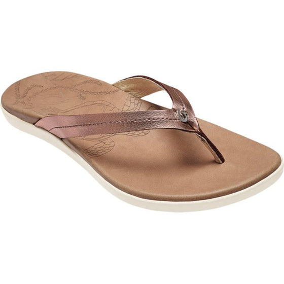 Olukai Women's Honu Leather Sandal  - Pink Copper/Sahara 20436-6FFM