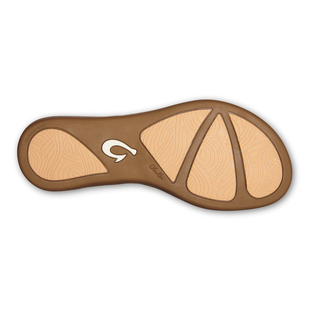 Olukai Women's Honu Leather Sandal  - Bright White/Golden Sand 20436-WBGS