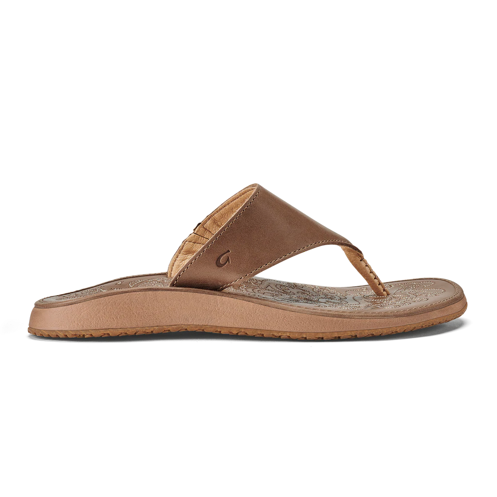 OluKai Paniolo Leather Beach Sandals Color Cognac Brown Women's