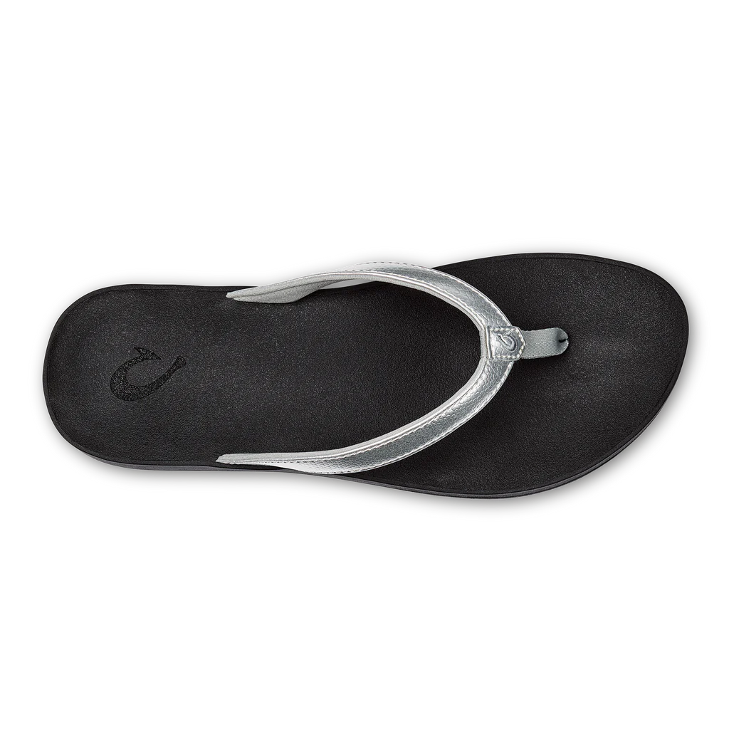 Olukai Women's Puawe Flip Flop - Silver/Black 20498-2K40