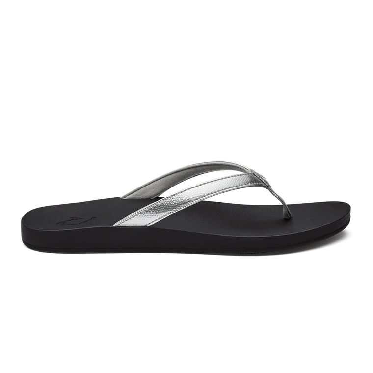 Olukai Women's Puawe Flip Flop - Silver/Black 20498-2K40