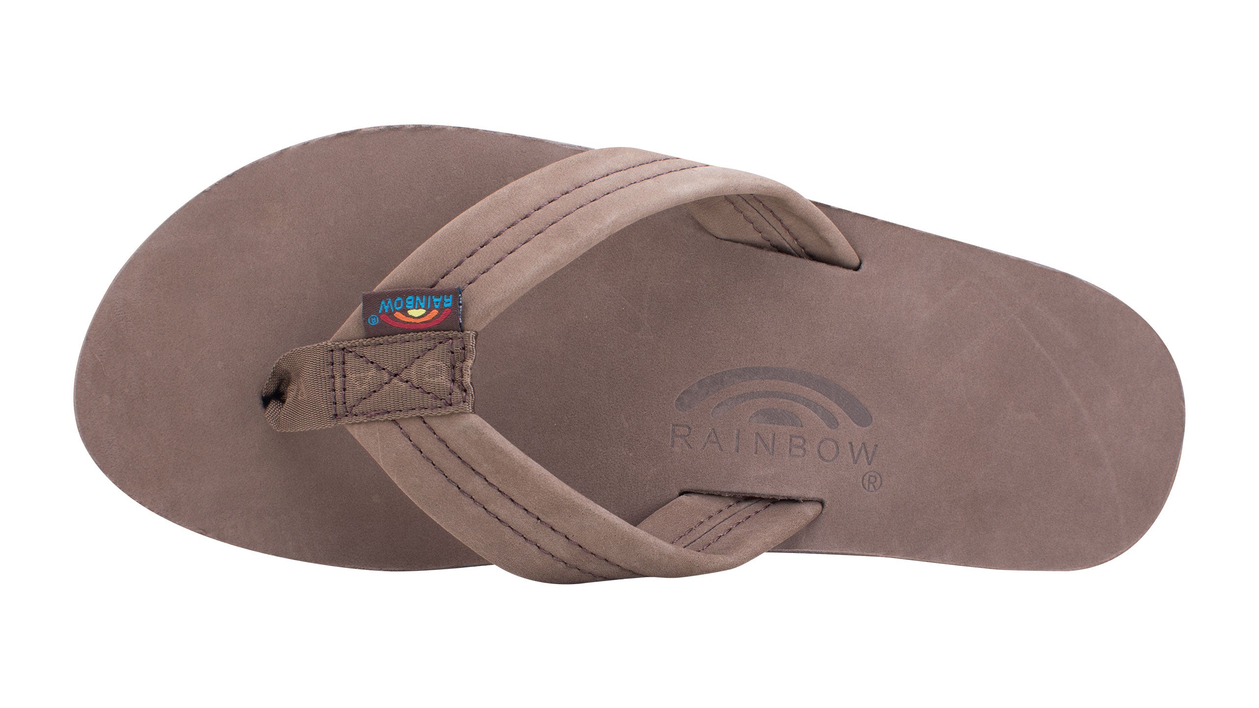 Rainbow Sandals Men's Dark Brown Leather Single Layer Arch Flip Flops