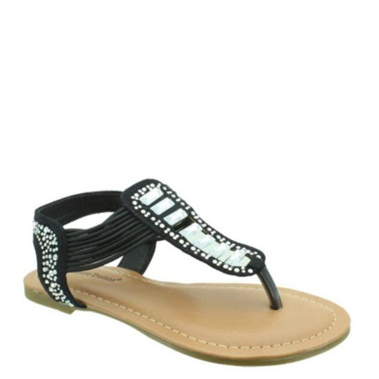 Pierre Dumas Girl's Pearl-6 Rhinestone Sandal - Black 41515-401 - ShoeShackOnline