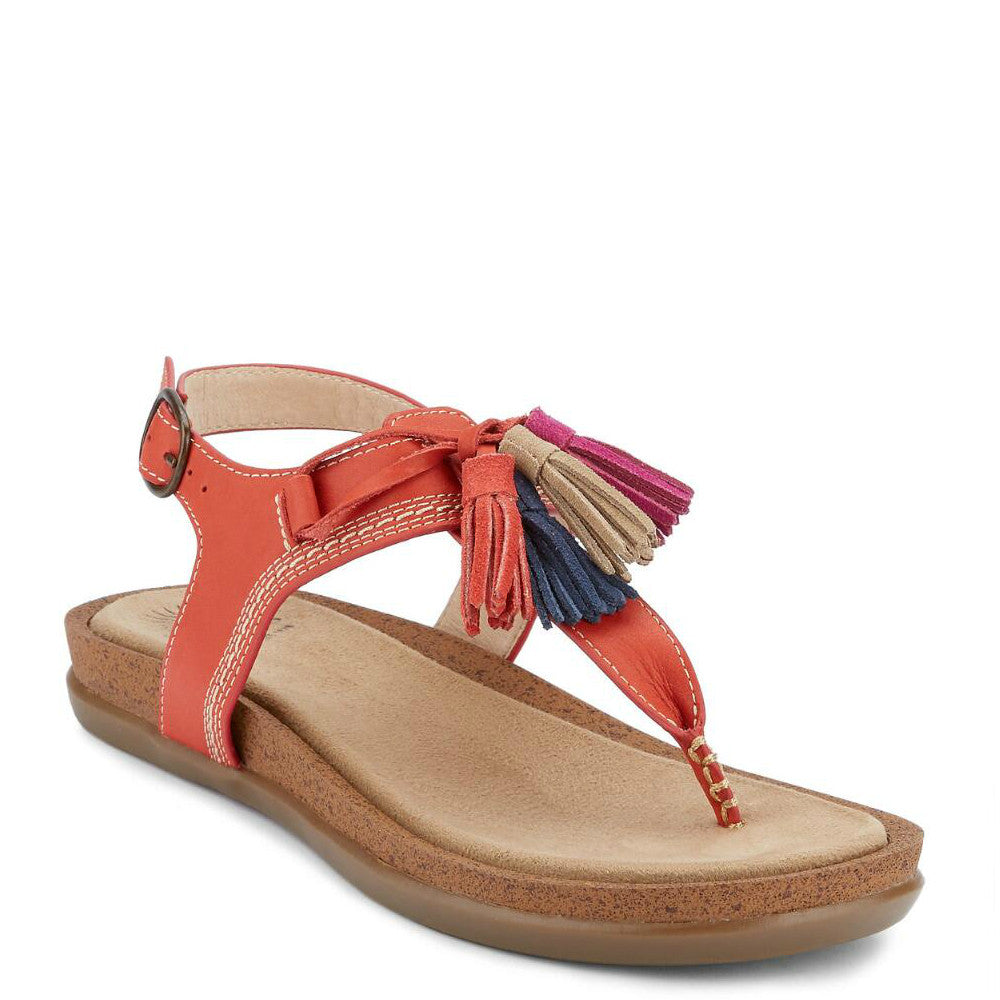 Bass Women's Sunjuns Sadie T-Strap Sandal - Poppy 71-23009 - ShoeShackOnline