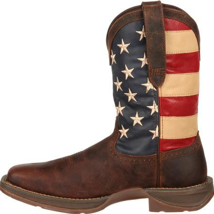 Durango Men's Rebel Patriotic Pull-On Western Flag Boot - Brown DB5554 - ShoeShackOnline