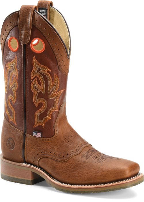Double H Men's 12" Domestic Wide Square Toe ICE Roper - Peanut Bison DH4400