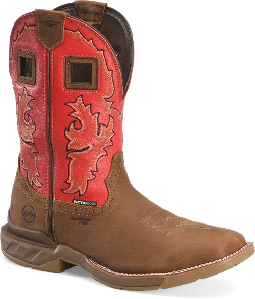 Double H Men's 11" Henly WP Safety Toe Work Boot - Tan/Red DH5358