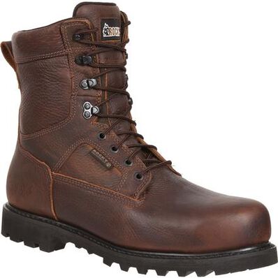 Rocky Men's 8" Exertion Waretproof Steel Toe Work Boot - Brown FQ0006899 - ShoeShackOnline