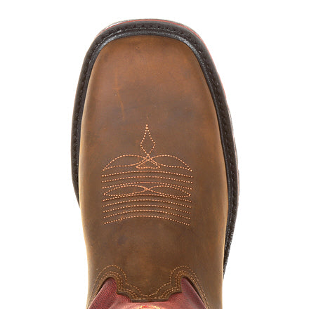 Georgia Men's 11" Carbo-Tec Waterproof Pull-On Boot - Brown/Red GB00221 - ShoeShackOnline