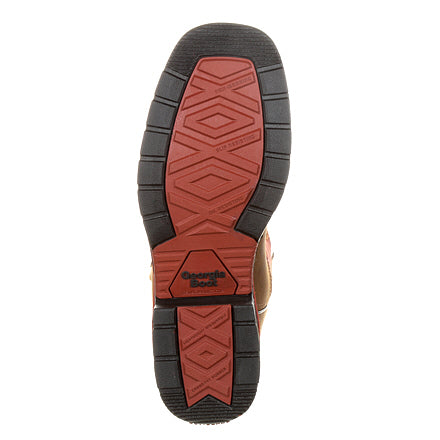 Georgia Men's 11" Carbo-Tec Waterproof Pull-On Boot - Brown/Red GB00221 - ShoeShackOnline