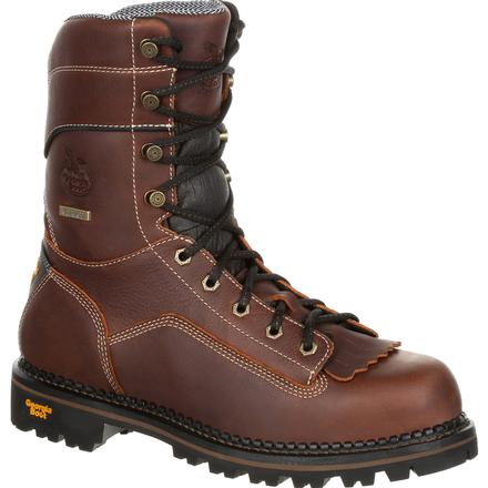 Georgia Men's 9" AMP LT Logger Low Heel Waterproof Work Boot - Brown GB00237 - ShoeShackOnline