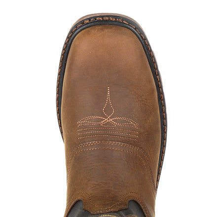 Georgia Men's 11" Carbo-Tec LT Waterproof Pull-On Work Boot - Black/Brown GB00266 - ShoeShackOnline