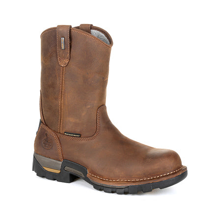 Georgia Men's 10" Eagle One Waterproof Pull-On Waterproof Work Boot - Brown GB00314 - ShoeShackOnline