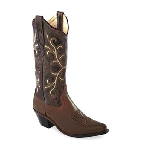 Old West Women's Embroidered Snip Toe Western Boots - Brown LF1571 - ShoeShackOnline