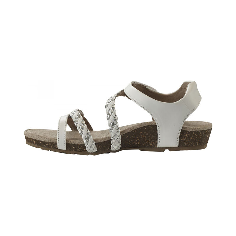 Aetrex Women's Jillian Braided Quarter Strap Sandal - White SC453W - ShoeShackOnline