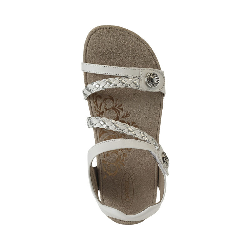 Aetrex Women's Jillian Braided Quarter Strap Sandal - White SC453W - ShoeShackOnline