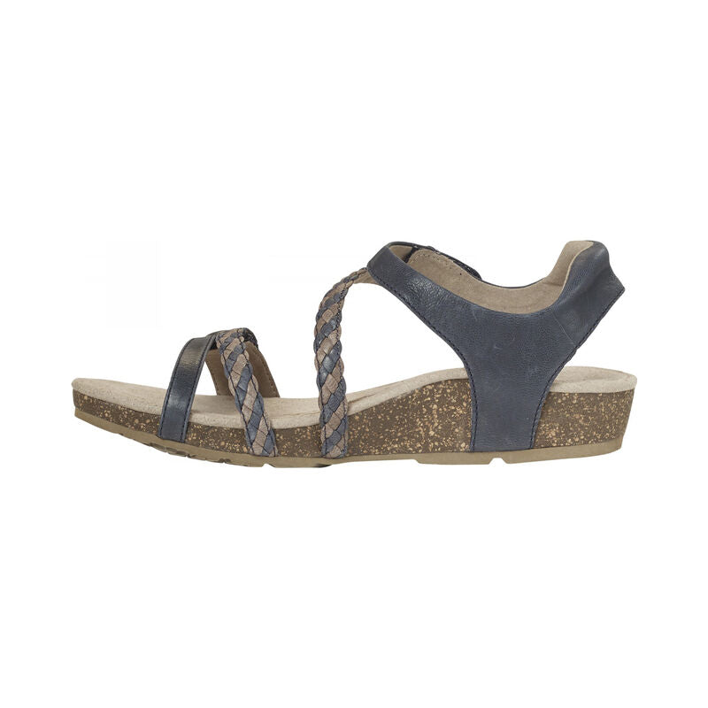 Aetrex Women's Jillian Braided Quarter Strap Sandal - Navy SC461W - ShoeShackOnline