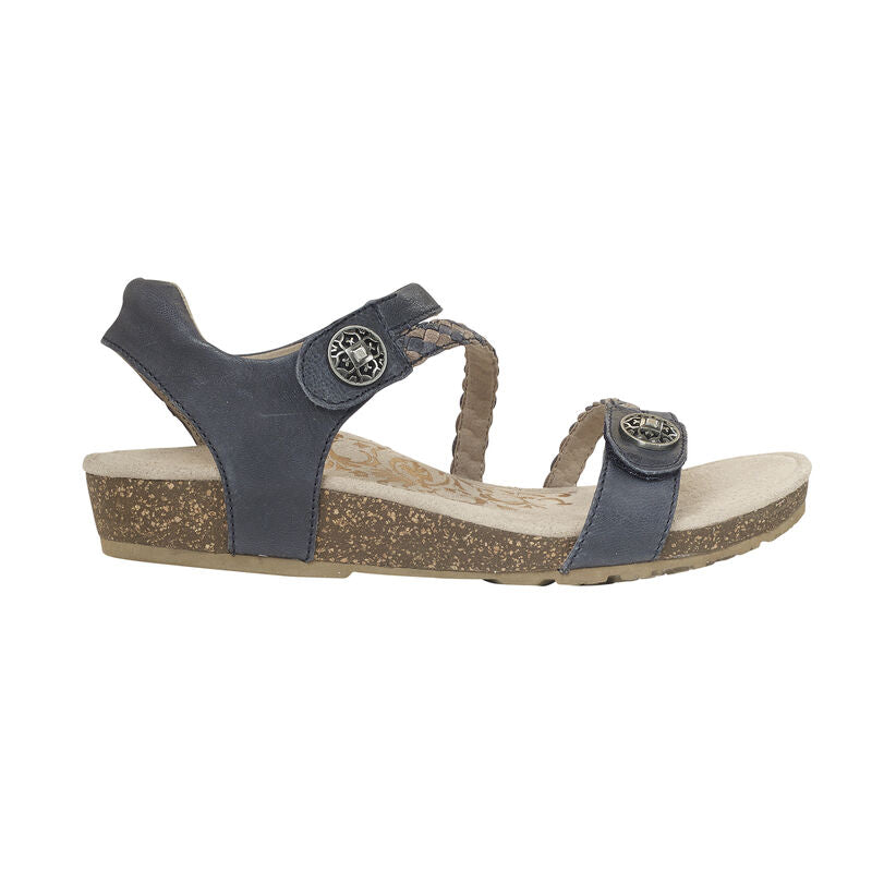 Aetrex Women's Jillian Braided Quarter Strap Sandal - Navy SC461W - ShoeShackOnline