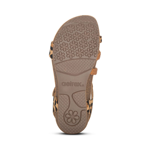 Aetrex Women's Jillian Braided Quarter Strap Sandal - Leopard SC498