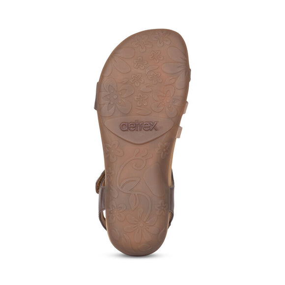 Aetrex Women's Jess Adjustable Quarter Strap Sandal - Bronze SE214