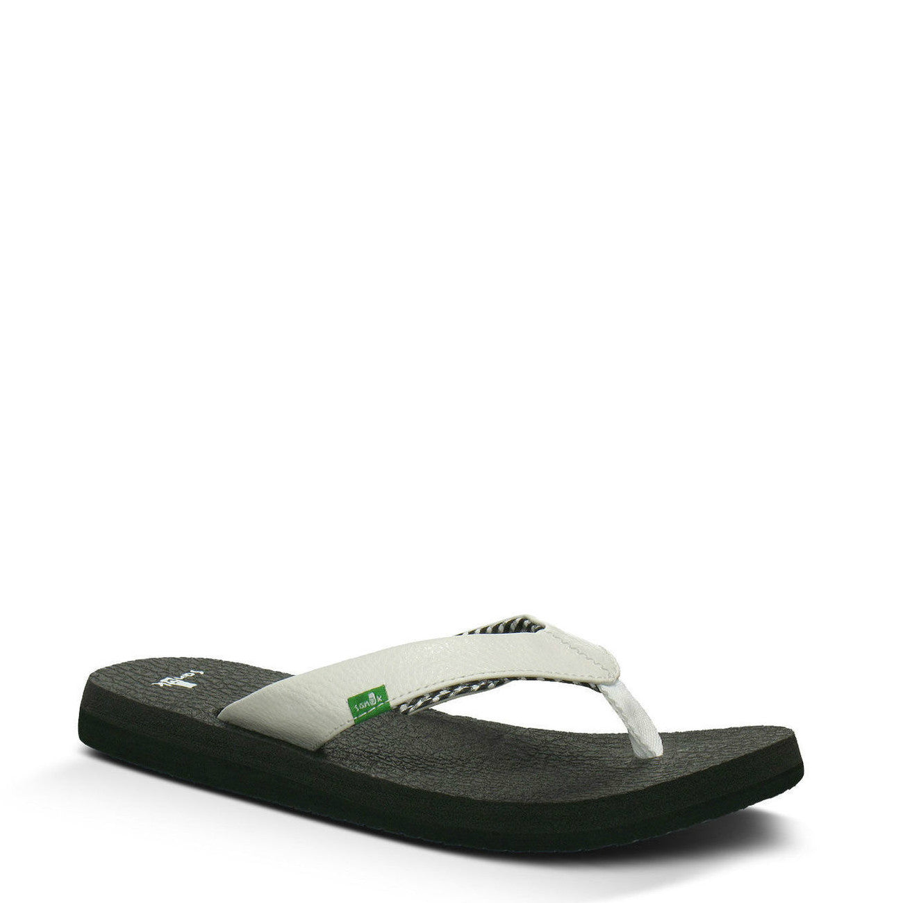 Sanuk Yoga Mat White Black Comfortable Women's Flip Flops Sandals