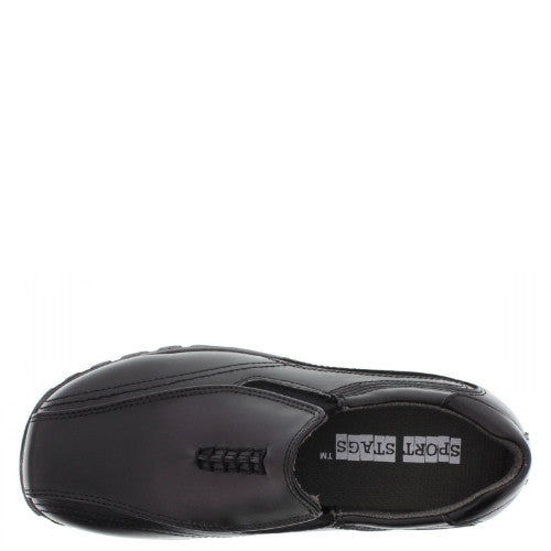 Deer Stags Boy's Stadium Slip On Dress Shoe - Black - ShoeShackOnline